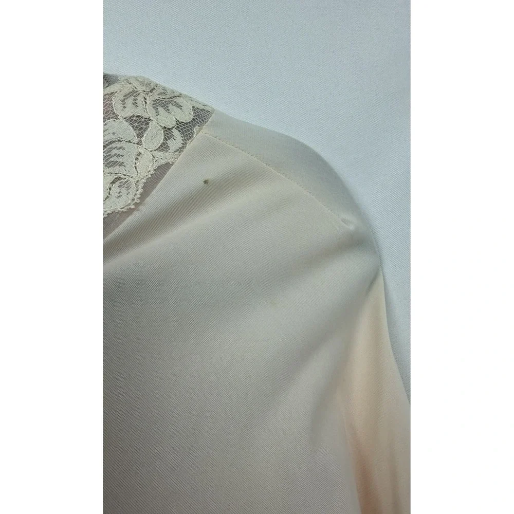 VTG Shadowline Nightgown Small Pastel Pink Peach Lace Robe Long Peignoir 70s 80s